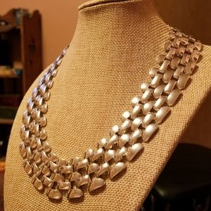 Vintage High End Silver Toned Five Row Necklace